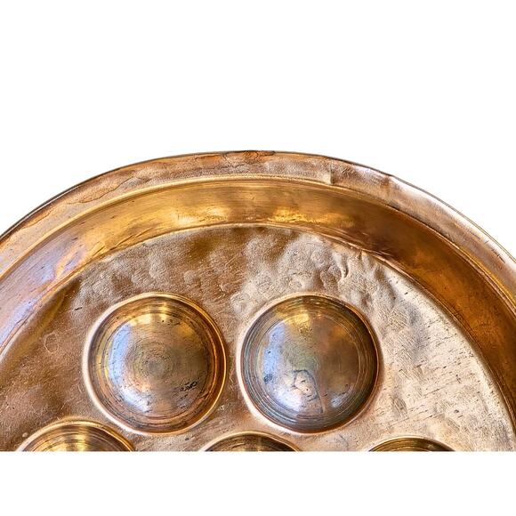 Solid Copper French Escargot Pan Egg Poacher Decorative Brass Handle Mid Century - Picture 6 of 13